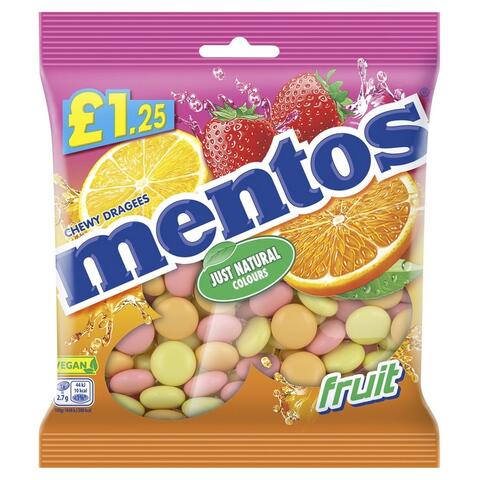 Mentos Chewy Dragees Fruit 135g 1x12