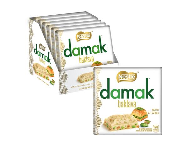 Nestle Damak White Chocolate With Pistachios and Baklava Bar 60g 1x6 