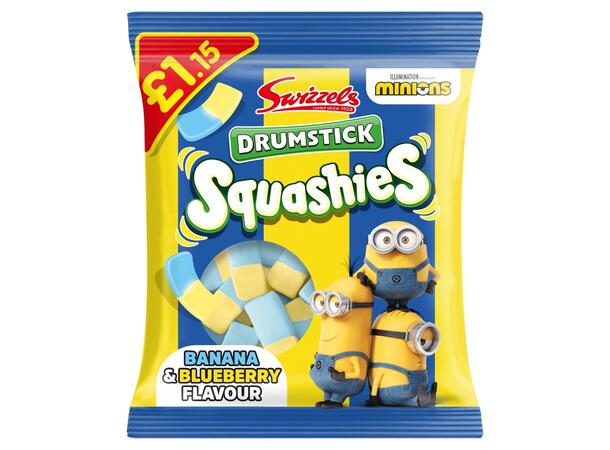 Swizzels Drumstick Squashies Minions Banana & Blueberry Bag 110g 1x12 