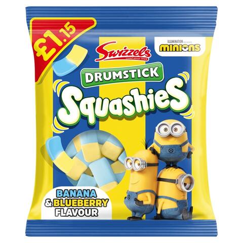 Swizzels Drumstick Squashies Minions Banana &amp; Blueberry Bag 110g 1x12