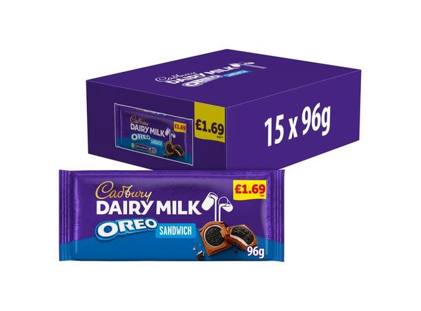 Cadbury Dairy Milk Oreo Sandwich Chocolate Bar 96g  1x15 