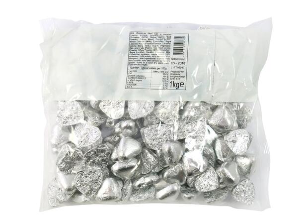 Kingsway Silver Foil Milk Chocolate Hearts 1kg 