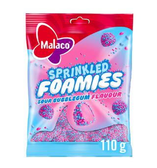 Sprinkled Foamies Sour Bubblegum 110 g 1x16