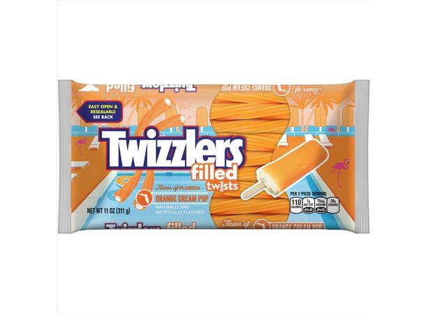 TWIZZLERS Orange Cream Pop Flavored Filled Twists Laydown Bag, 11 oz., 12 ct 
