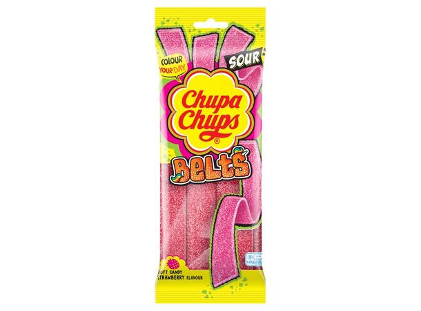Chupa Chups Sour Strawberry Belts 90g Pack 1x18 