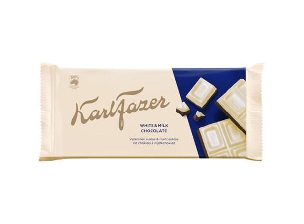 Karl Fazer Vit choklad & Mjölkchoklad 131 g 1x16 