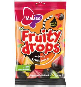 Malaco Fruity Drops Licorice 1x16