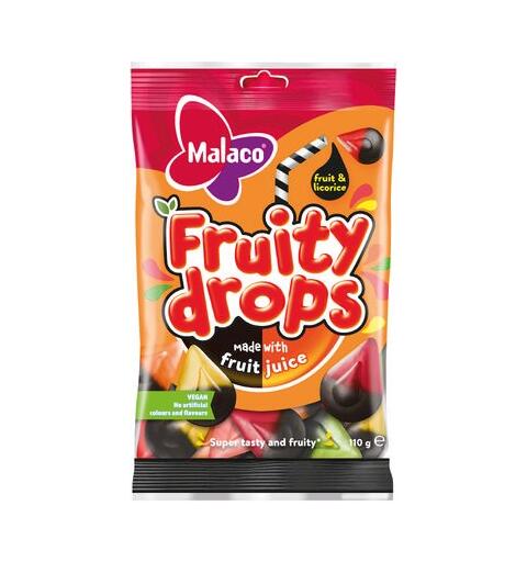 Malaco Fruity Drops Licorice 1x16