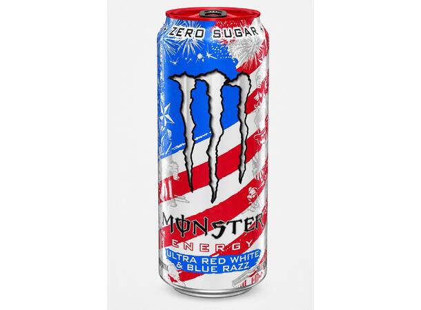 Monster Energy Ultra Red White & Blue Razz Zero Sugar 473ml x 24 