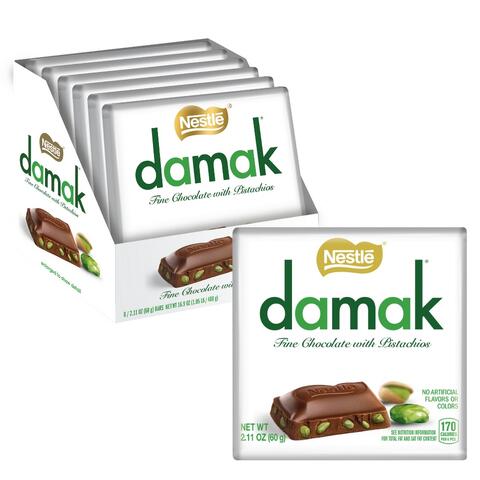 Nestle Damak Milk Chocolate With Pistachios Bar 60g 1x6