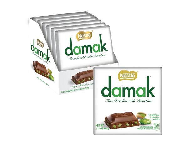 Nestle Damak Milk Chocolate With Pistachios Bar 60g 1x6 