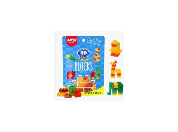 Amos 4D Gummy Blocks Mixed Fruits Flavor 65g 1x24 