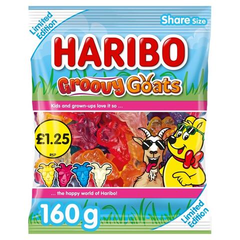 Haribo Limited Edition Groovy Goats Bag 160g 1x12