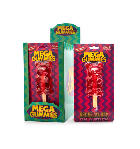Mega Gummies - Bear on-a-stick (120g) - 11 pcs./display