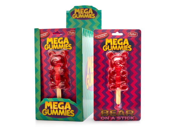 Mega Gummies - Bear on-a-stick (120g) - 11 pcs./display 