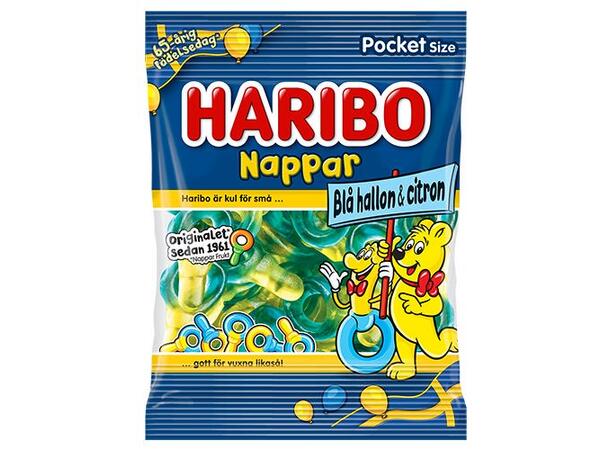 Nappar Blå Hallon & Citron 80g 1x24 