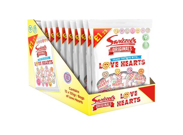 Swizzels Originals Love Hearts Bag 125g 1x12 