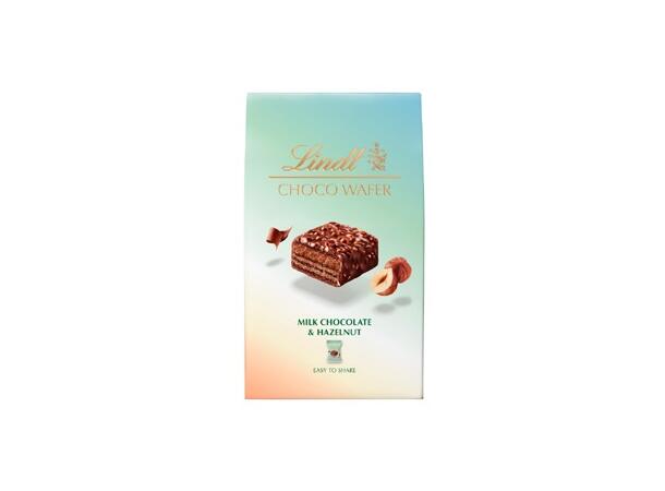 LINDT MILK CHOCOLATE & HAZELNUT WAFER 135G 1x8 