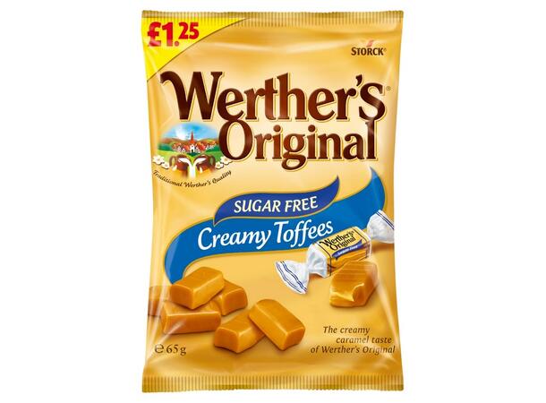 Werther's Original Sugar Free Creamy Toffees Bag 65g 1x12 