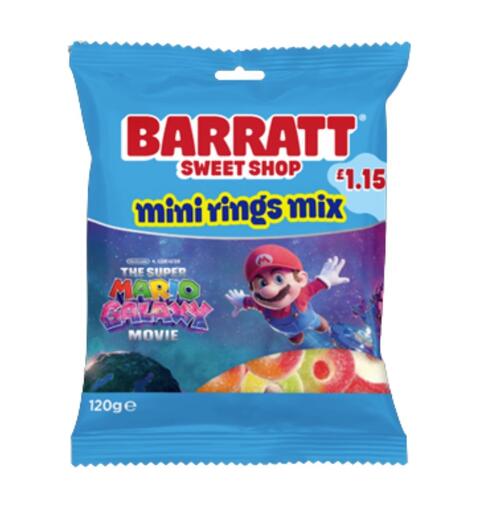 BARRATT SUPER MARIO MINI RINGS MIX £1.15 PMP 1x12 120 g