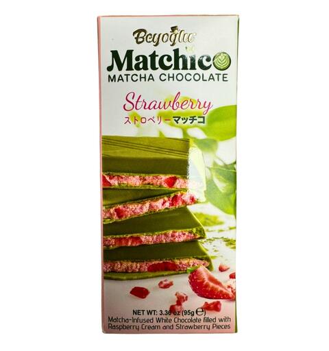 Beyoglu Matchico Matcha Chocolate Strawberry Bar 95g 1x6