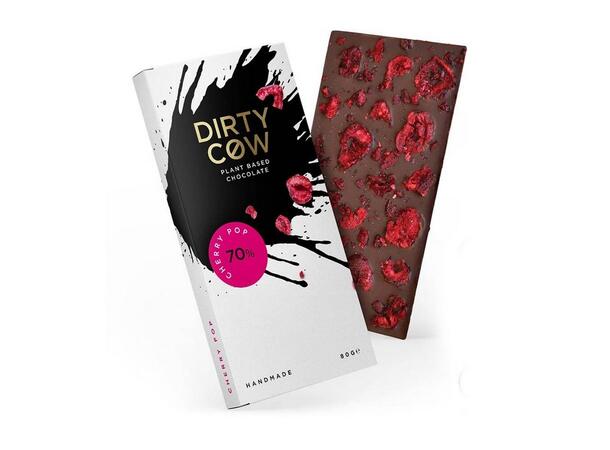 Dirty Cow Cherry Pop Plant Based Chocolate Bar 80g 1x1 