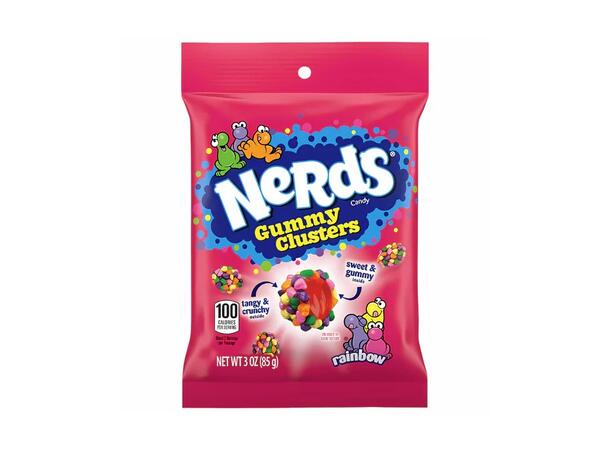 Nerds Gummy Clusters Rainbow Peg bag 3 oz 1x12 
