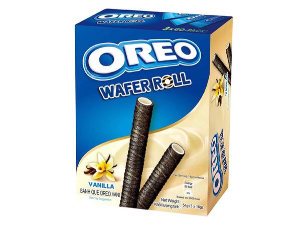 Oreo Vanilla Cream Filled Wafer Rolls 54g 1x20 