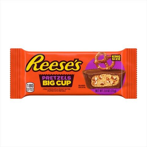 REESE&#39;S  Peanut Butter Big Cup Stuffed With Pretzels KingSize Bar, 2.6 oz 1x16