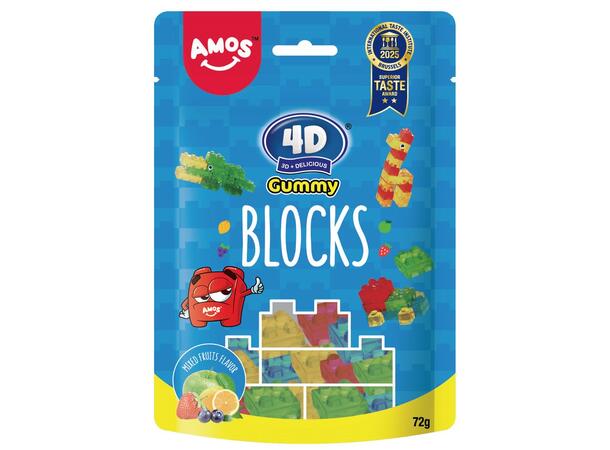 Amos 4D Fruit Gummy Blocks 72g 1x12 