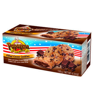 Papagena Choco Chip Cookies Chocolate Cream Filling 130g 1x18