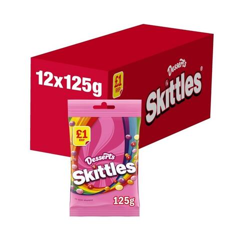 Skittles Vegan Sweets Dessert Flavoured Treat Bag 125g 1x12