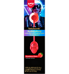 TastySounds Lollipop Strawberry Flavor with Music Hip Hop 2x12x12g