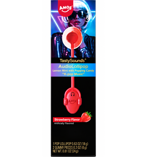TastySounds Lollipop Strawberry Flavor with Music Hip Hop 2x12x12g