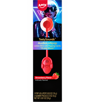 TastySounds Lollipop Strawberry Flavor with Music Hip Hop 2x12x12g