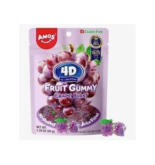 Amos 4D Fruit Gummy Grape Burst 65g 1x24
