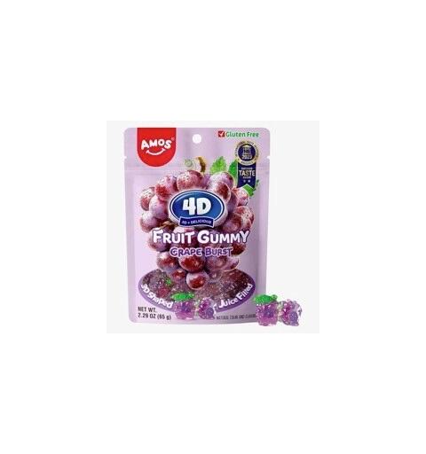 Amos 4D Fruit Gummy Grape Burst 65g 1x24