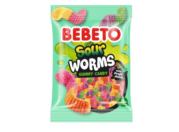 Bebeto Sour Worms 80g 1x12 