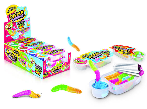 Dipper Worms 60g 1X12 Johny Bee - Gummy's & Dipping Sour Gel 