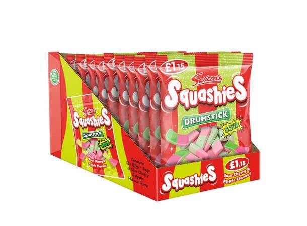 Drumstick Squashies Sour Cherry & Apple Flavour Bag - Swizzels - 120g 1x12 