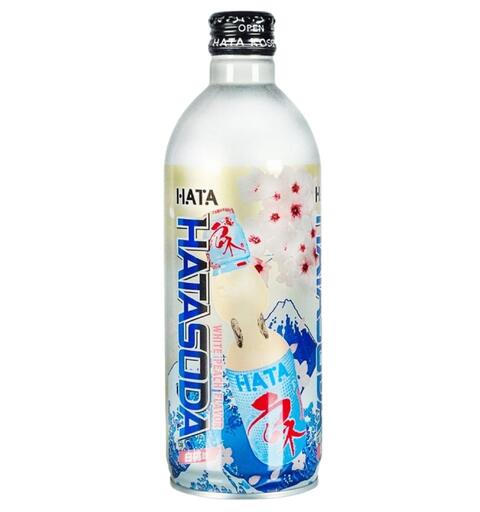 Hata Ramune Metal Bottle White Peach 500ml x 24