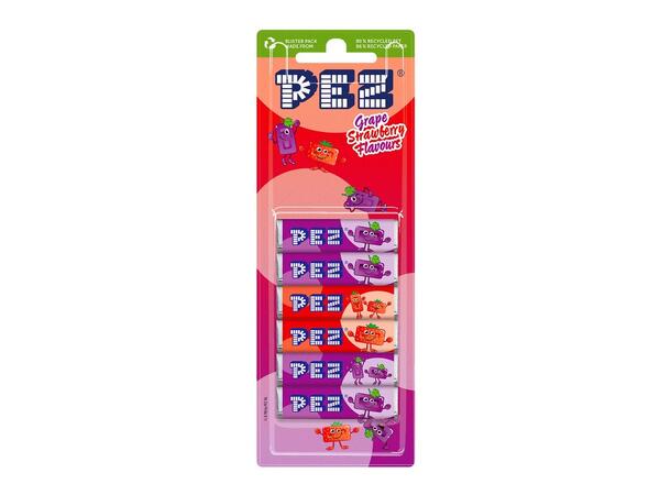Pez Refill Blister Grape & Strawberry 51 g 1x18 - 6 Pack 