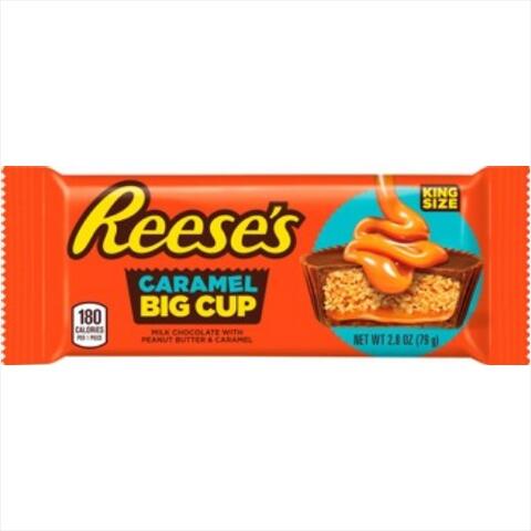 REESE&#39;S Peanut Butter Cup Big Cup With With Caramel King Size Bar, 2.8 oz 1x16