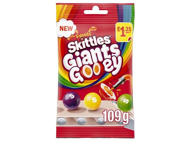 Skittles Giants Gooey Vegan Chewy Sweets Fruit Flavoured Pouch Bag 109g 1x14 