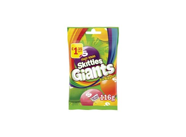 Skittles Giants Sour Sweets Treat Bag 116g 1x14 