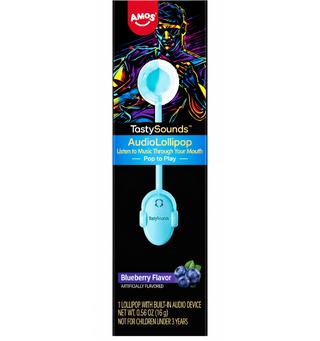 TastySounds Lollipop Blueberry Flavor with Music Rock Music 2x12x12g