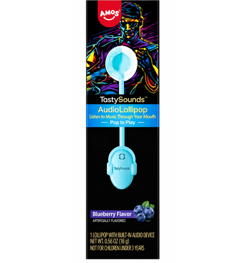 TastySounds Lollipop Blueberry Flavor with Music Rock Music 2x12x12g