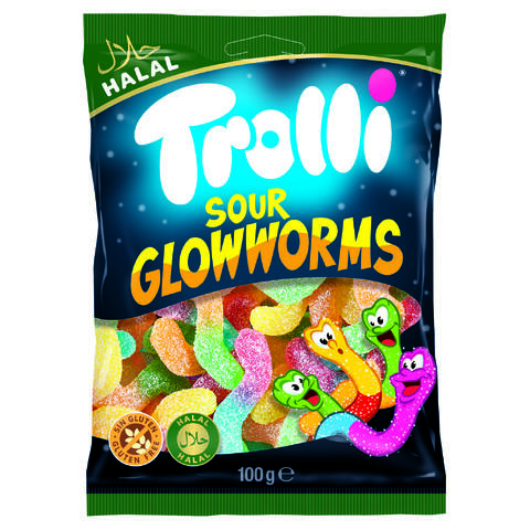 Trolli Halal Sour Glowworms 30x100g