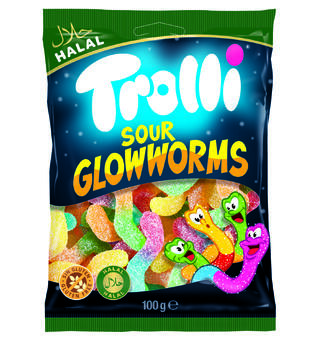 Trolli Halal Sour Glowworms 30x100g