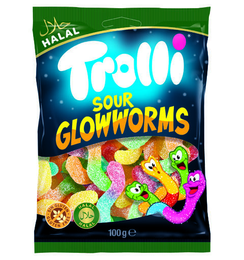 Trolli Halal Sour Glowworms 30x100g